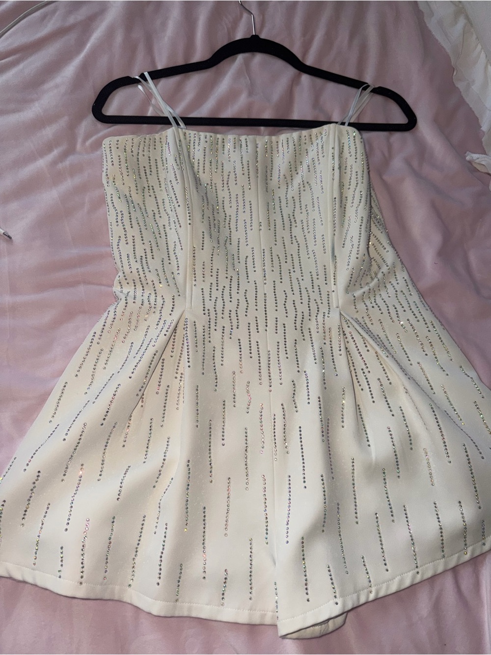 Strapless Cream Sequin A-Line Romper